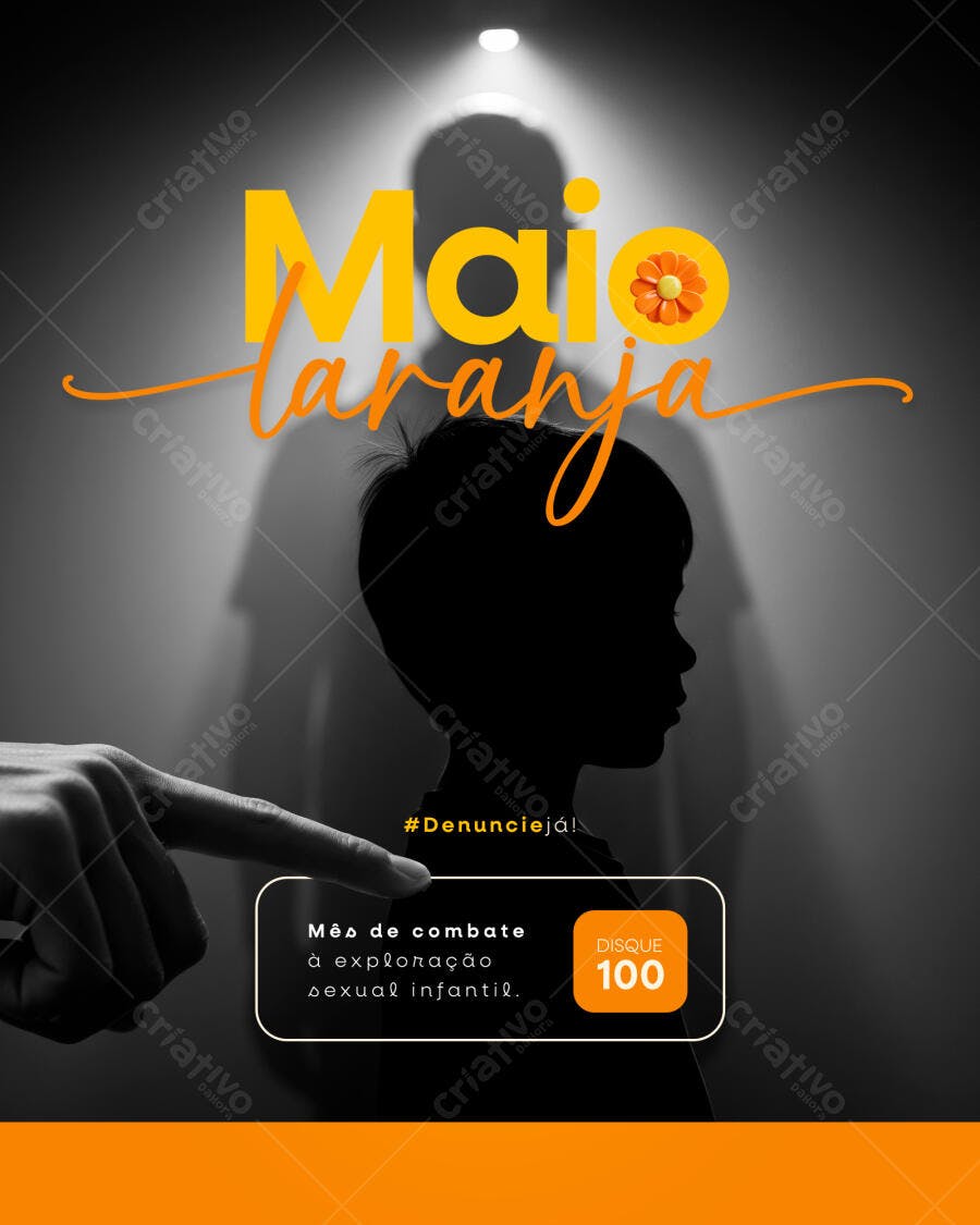 Cartaz Maio Laranja PSD Editável