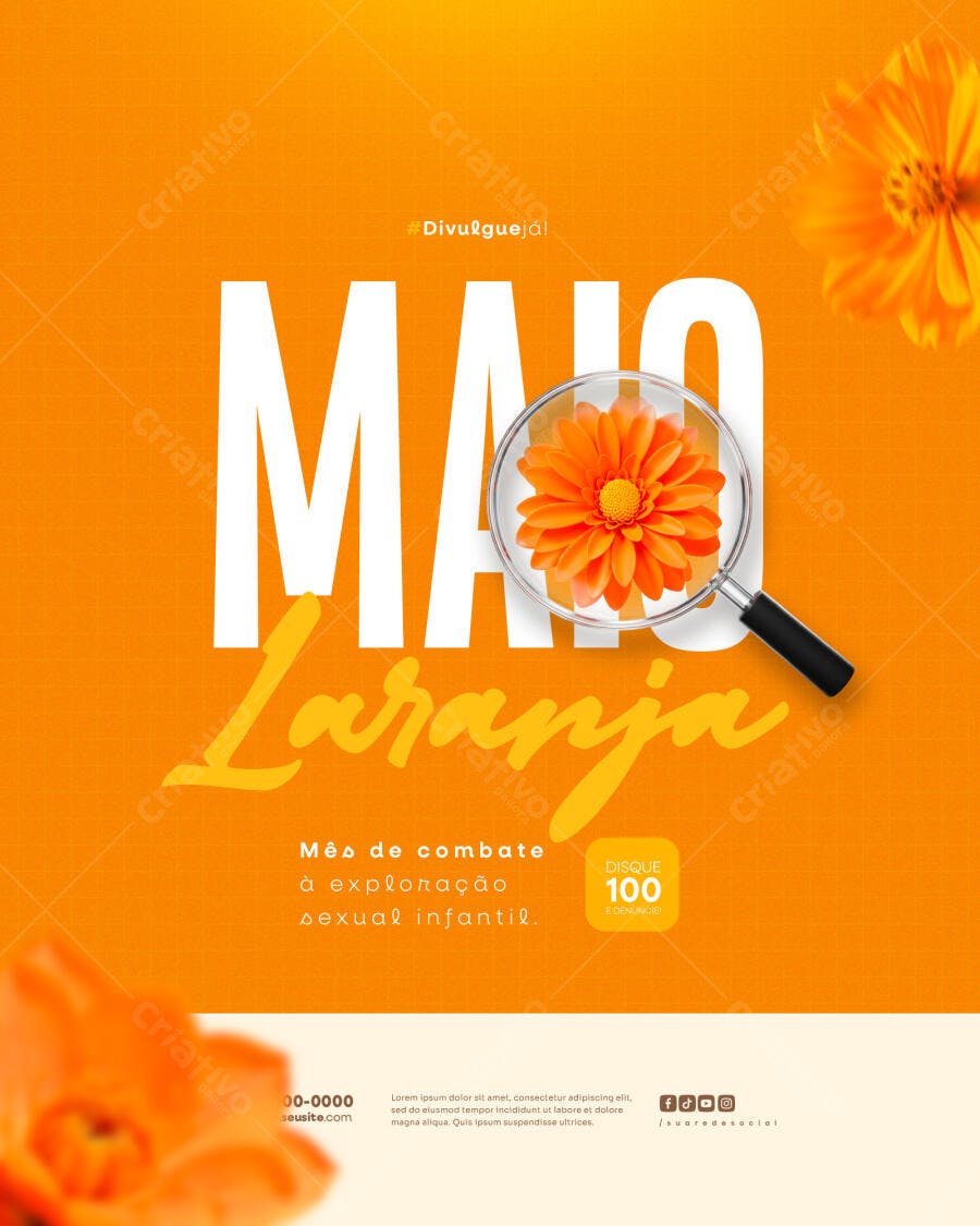 Flyer Maio Laranja PSD Editável
