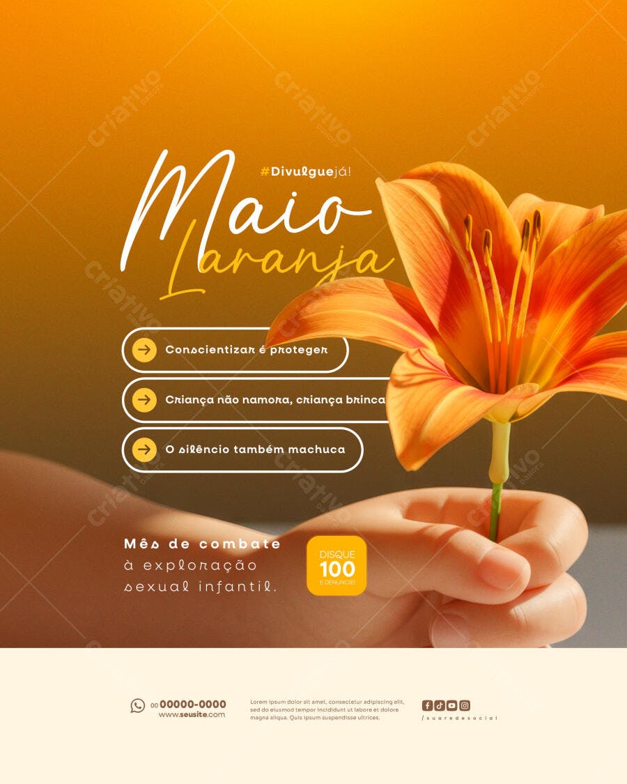 Flyer Maio Laranja PSD Editável