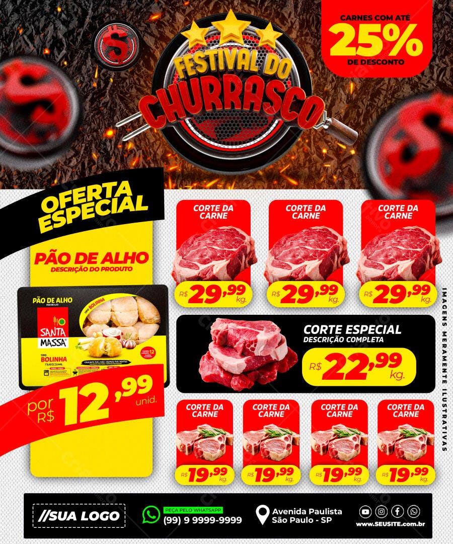 Flyer Festival do Churrasco PSD Editável