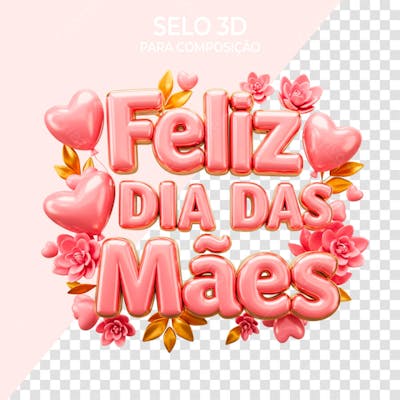 Feliz dia das mães com coração rosa