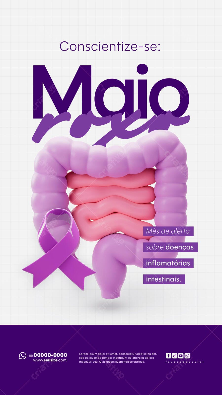 Flyer Maio Roxo PSD Editável