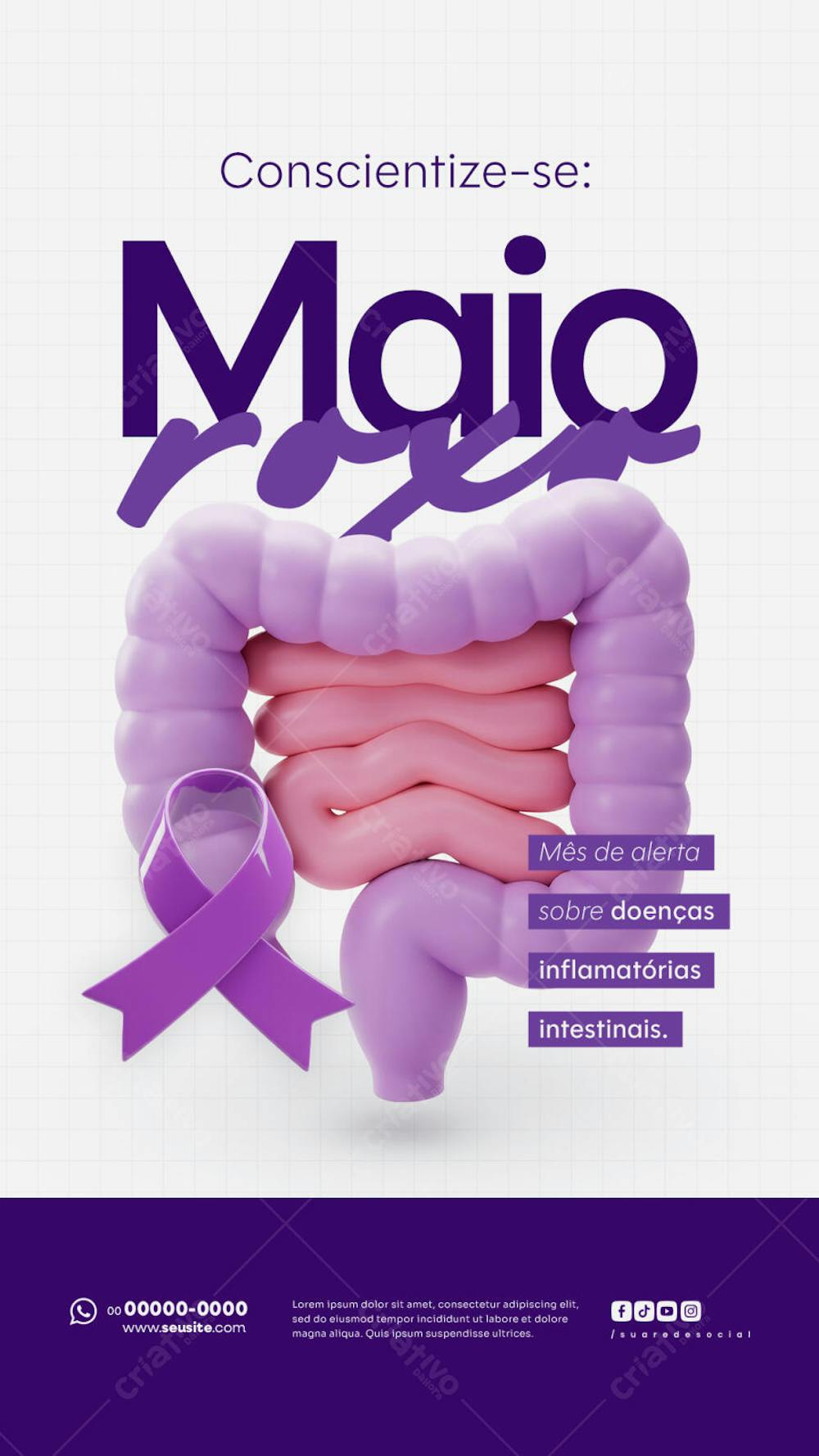 Maio Roxo Campanha mês de conscientização sobre Doenças Inflamatórias Intestinais Story (2)