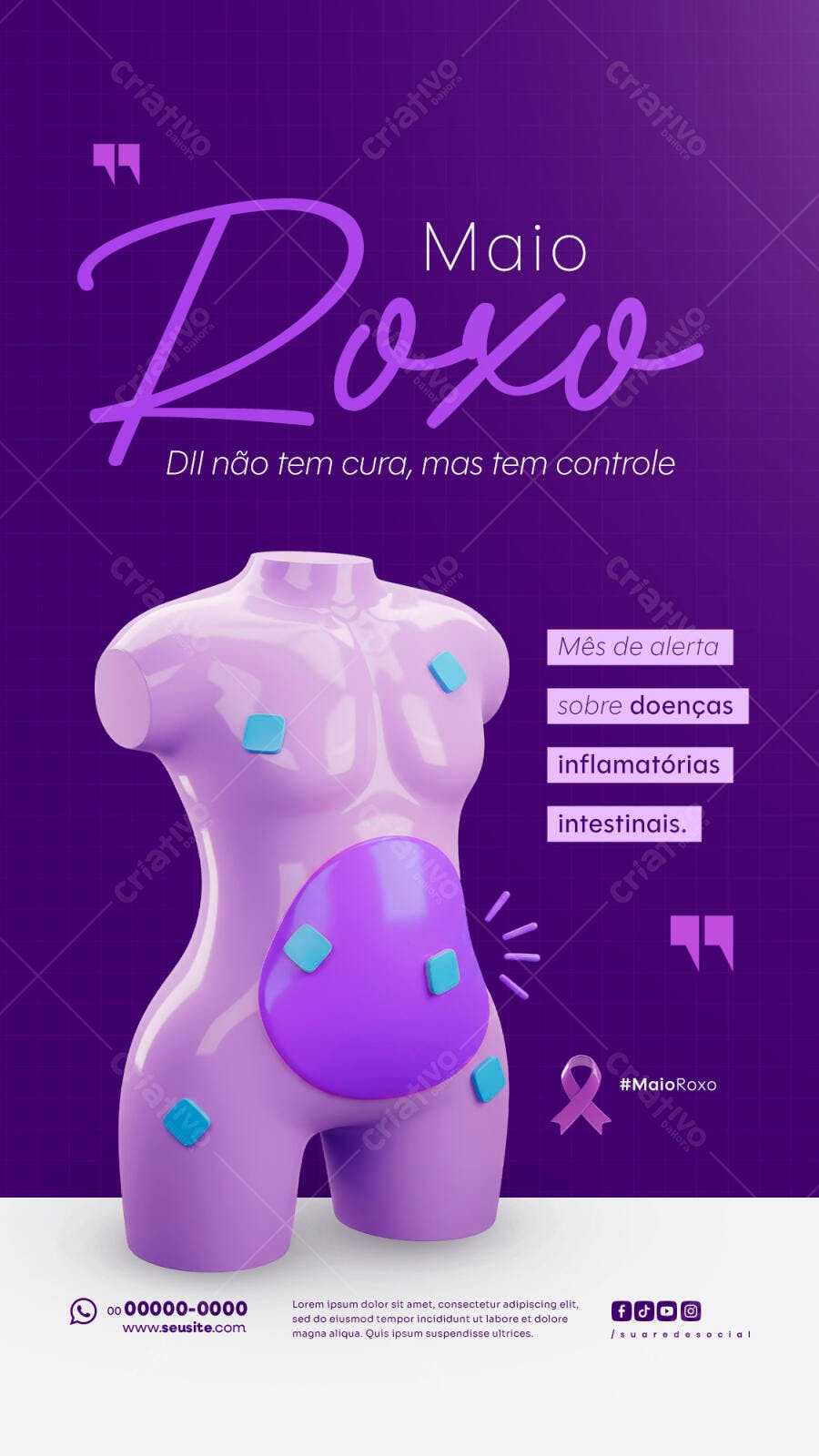 Post para Maio Roxo PSD Editável