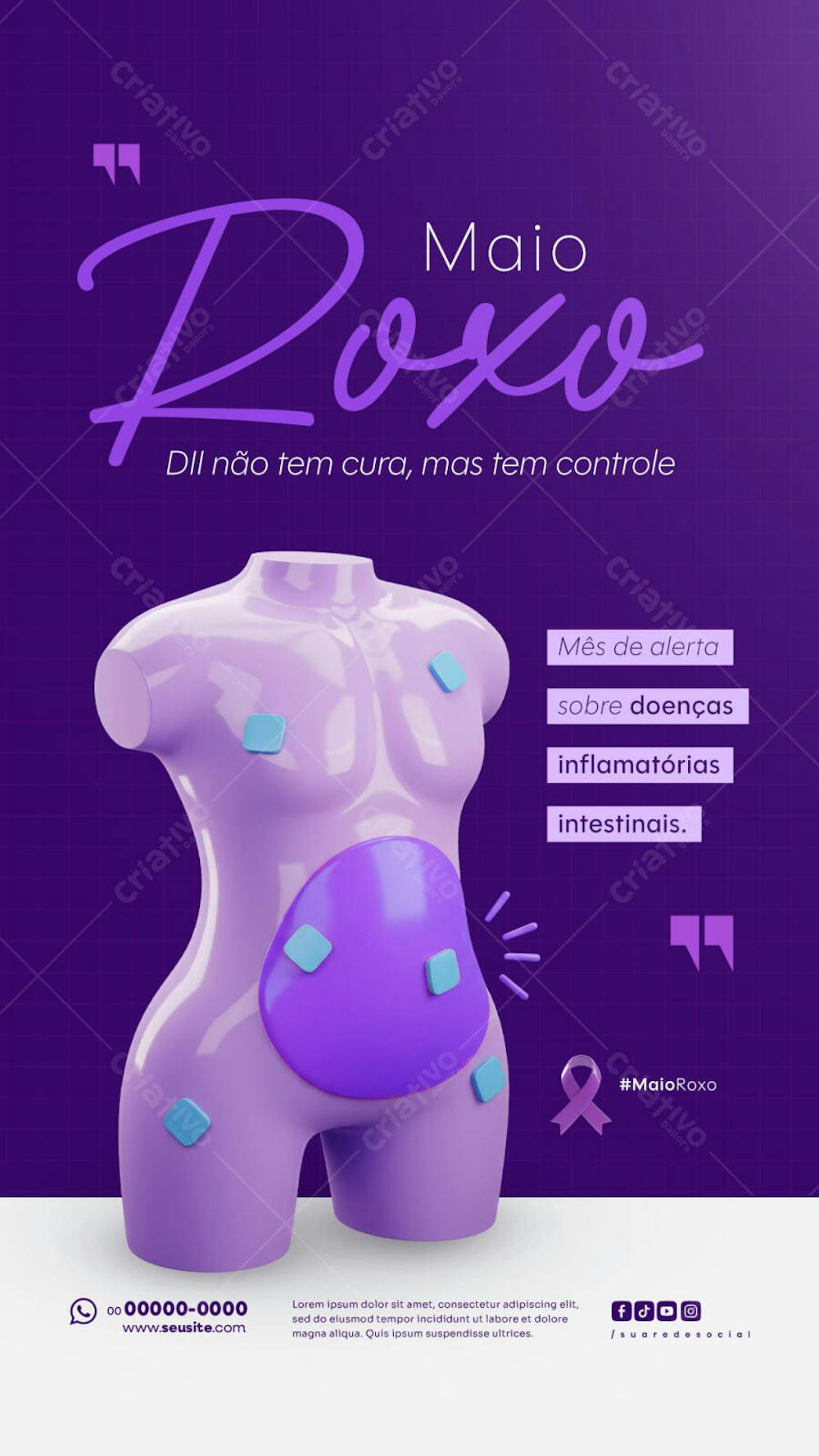Maio Roxo Campanha mês de conscientização sobre Doenças Inflamatórias Intestinais Story (1)