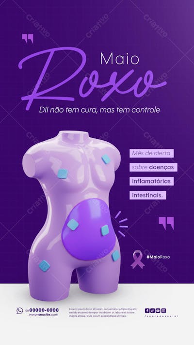 Maio Roxo Campanha mês de conscientização sobre Doenças Inflamatórias Intestinais Story (1)