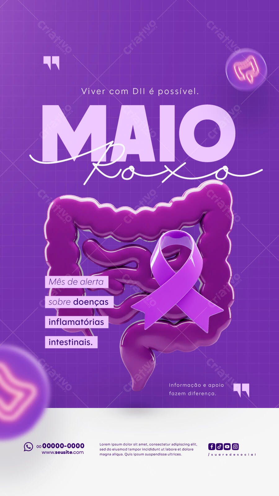 Flyer Maio Roxo PSD Editável