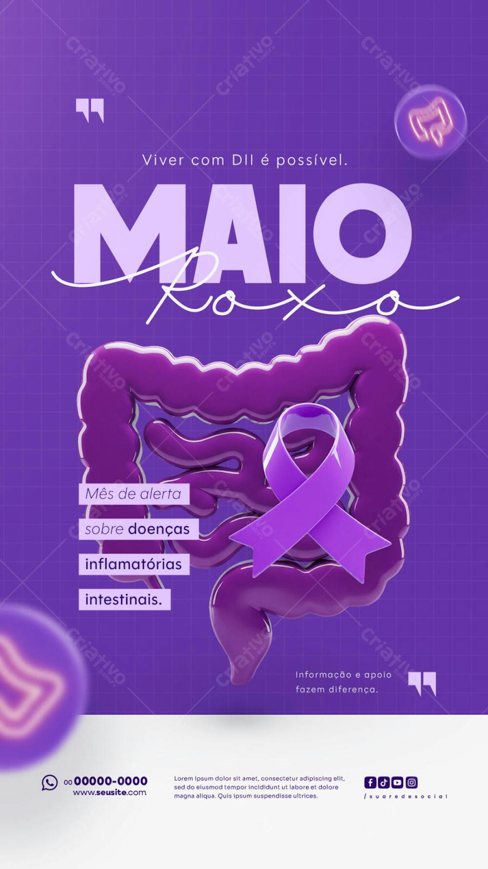 Maio Roxo Campanha mês de conscientização sobre Doenças Inflamatórias Intestinais Story (4)