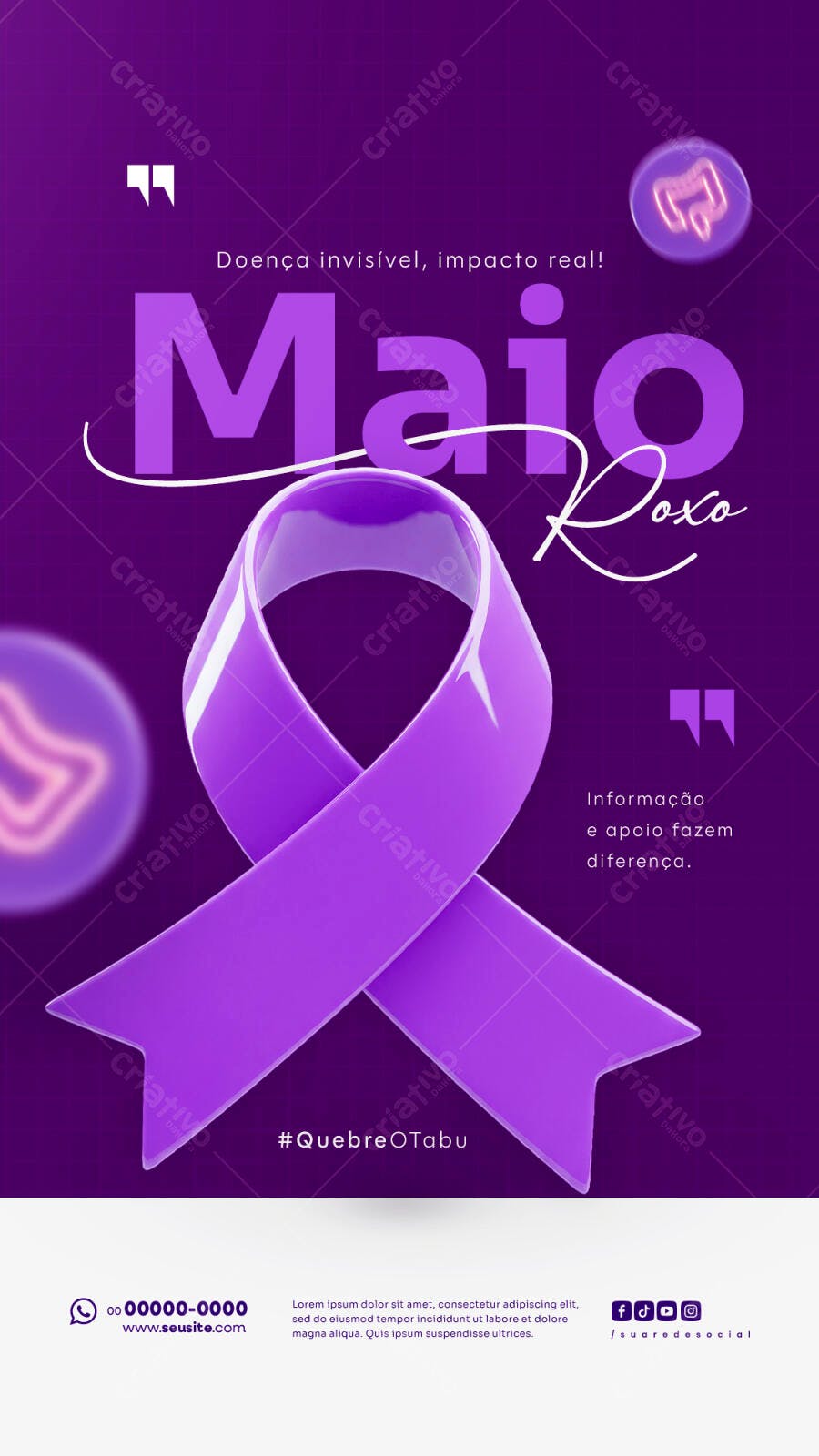 Flyer Maio Roxo PSD Editável