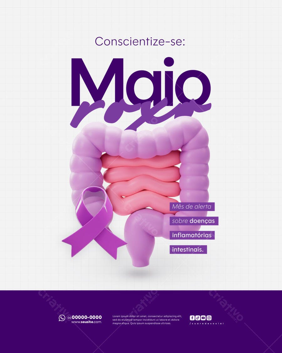 Post para Maio Roxo PSD Editável