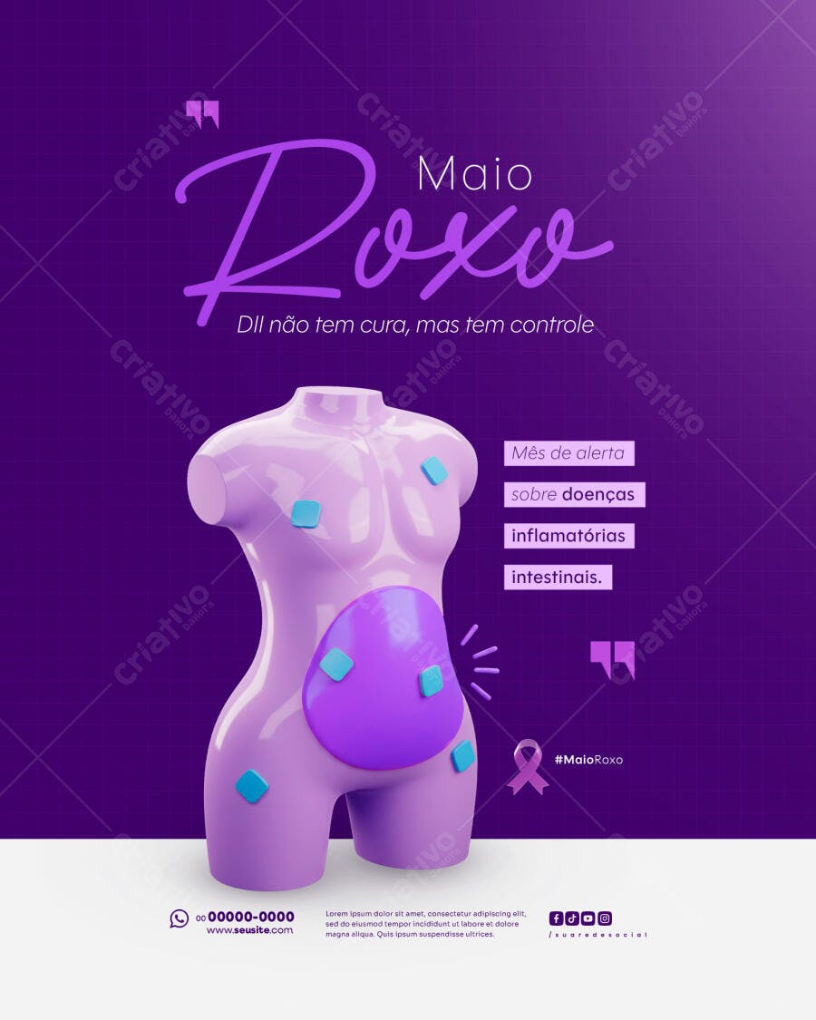 Post para Maio Roxo PSD Editável