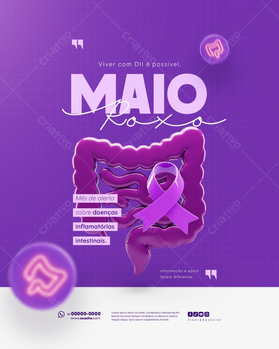 Post para Maio Roxo PSD Editável