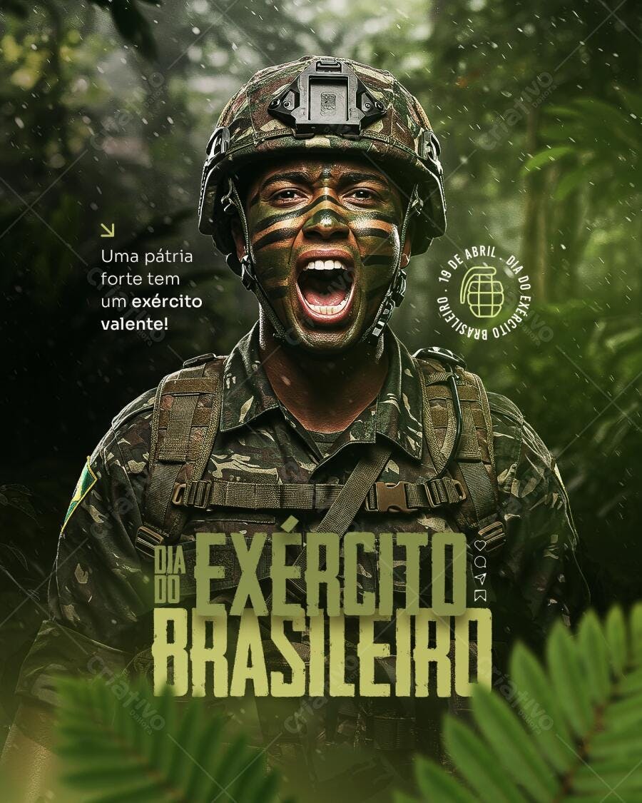 Post para Dia do Exército Brasileiro PSD Editável