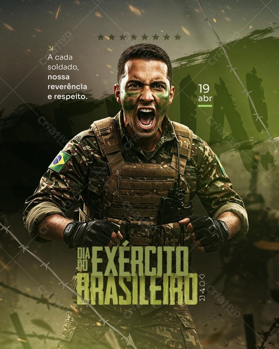 Flyer Dia do Exército Brasileiro PSD Editável