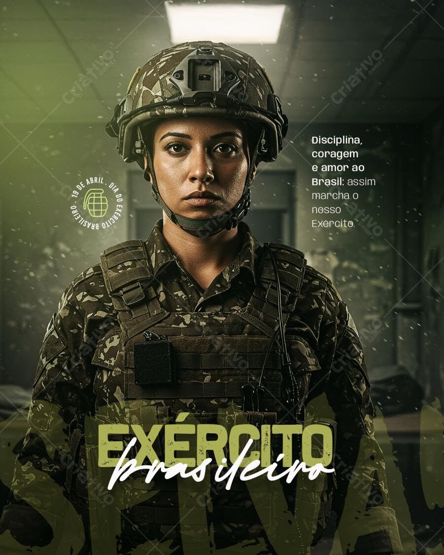 Flyer Dia do Exército Brasileiro PSD Editável