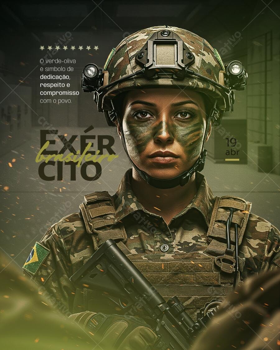 Flyer Dia do Exército Brasileiro PSD Editável