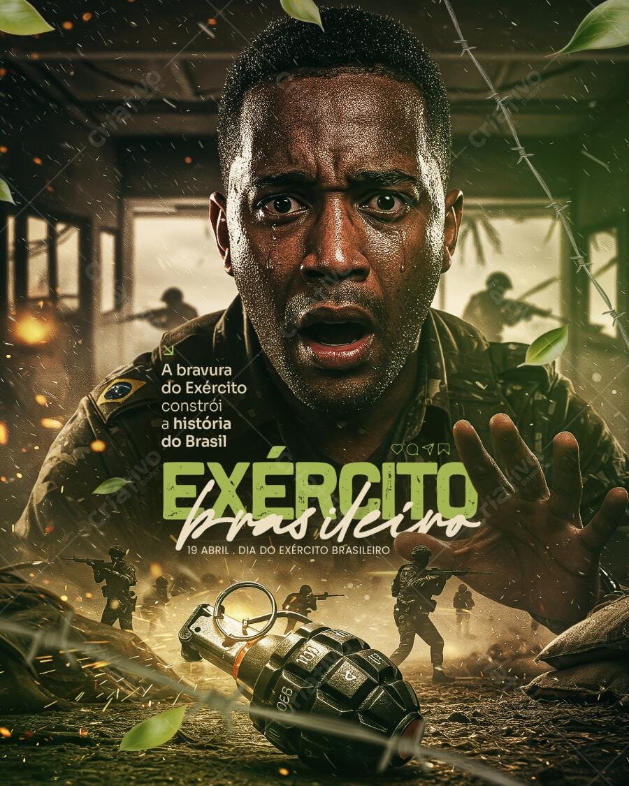 Flyer Dia do Exército Brasileiro PSD Editável