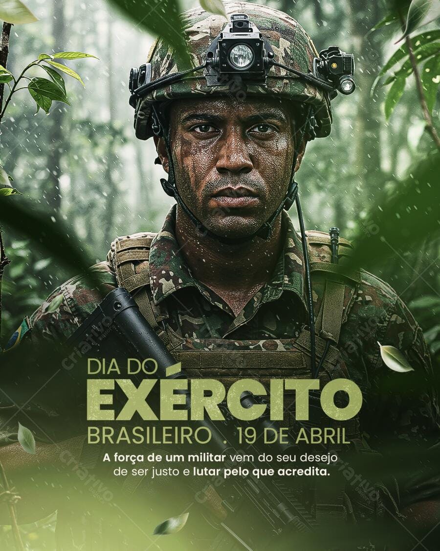 Post para Dia do Exército Brasileiro PSD Editável