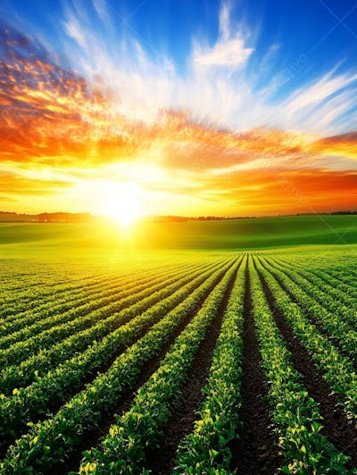 fazenda com um pôr do sol (2)