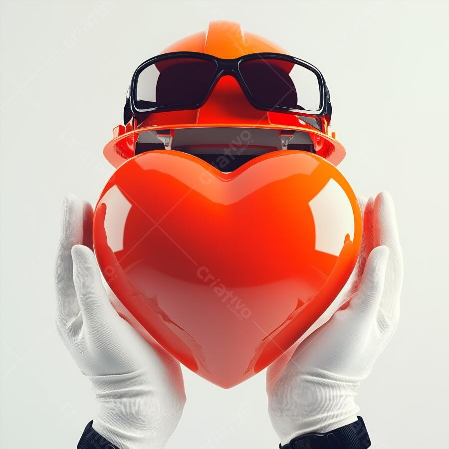 Coração Vermelho com Capacete e Óculos