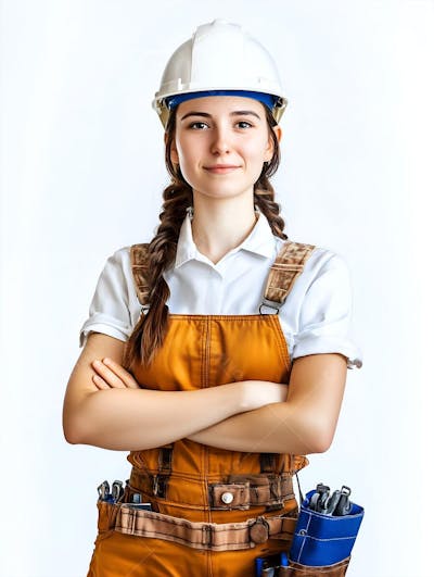 Uma mulher operaria usando roupa de trabalho (1)
