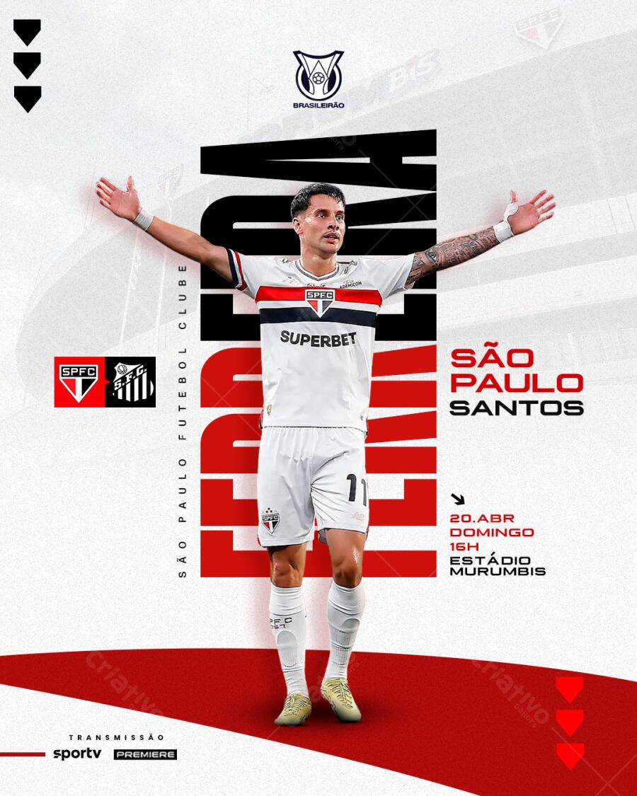 Flyer Jogo São Paulo x Santos PSD Editável