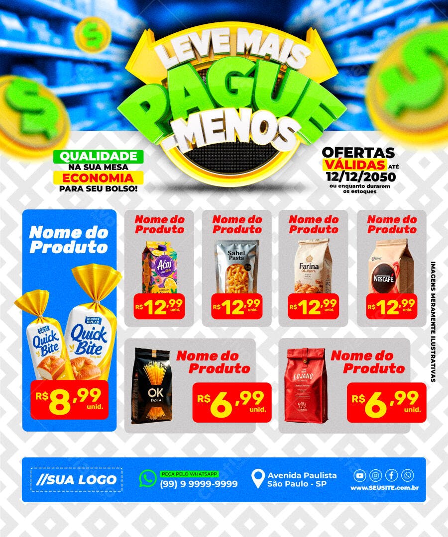Flyer de Ofertas de Supermercado PSD Editável