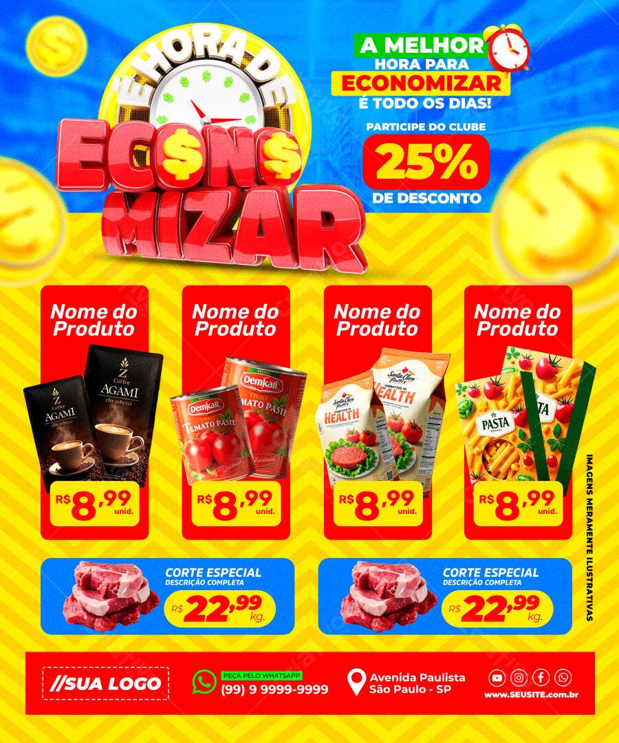Flyer de Ofertas Supermercado PSD Editável