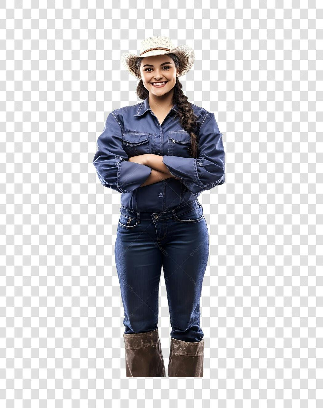Imagem PNG Mulher Fazendeira com Fundo Transparente