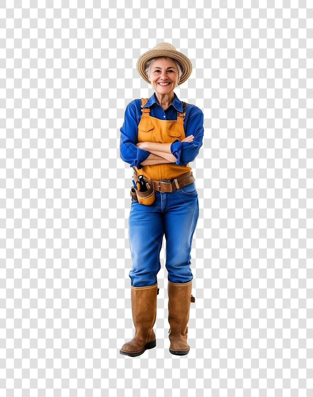 Imagem PNG Jardineira Mulher Idosa com fundo transparente