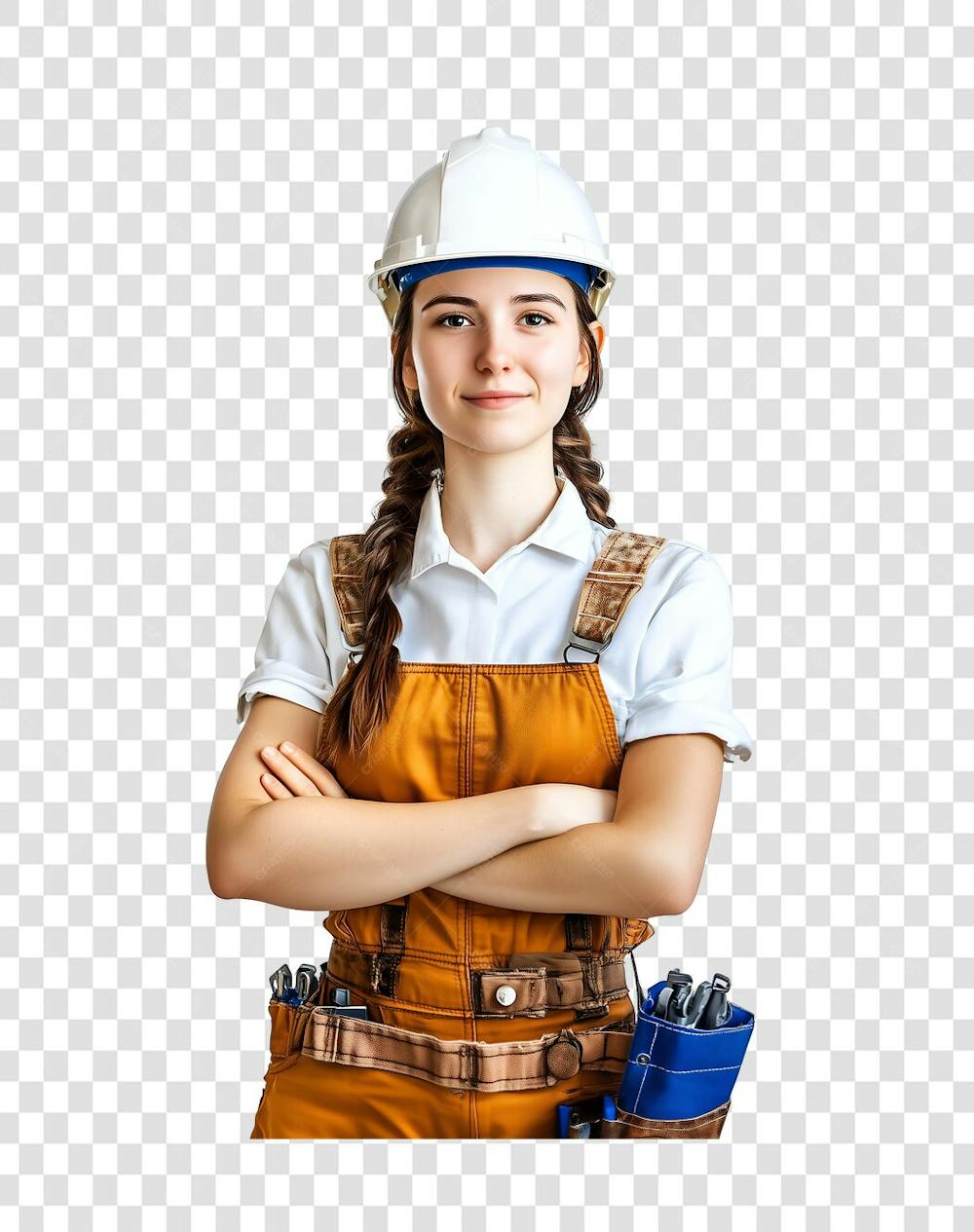 Uma mulher operaria usando roupa de trabalho (1)