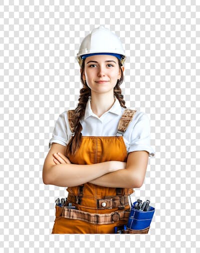 Uma mulher operaria usando roupa de trabalho (1)