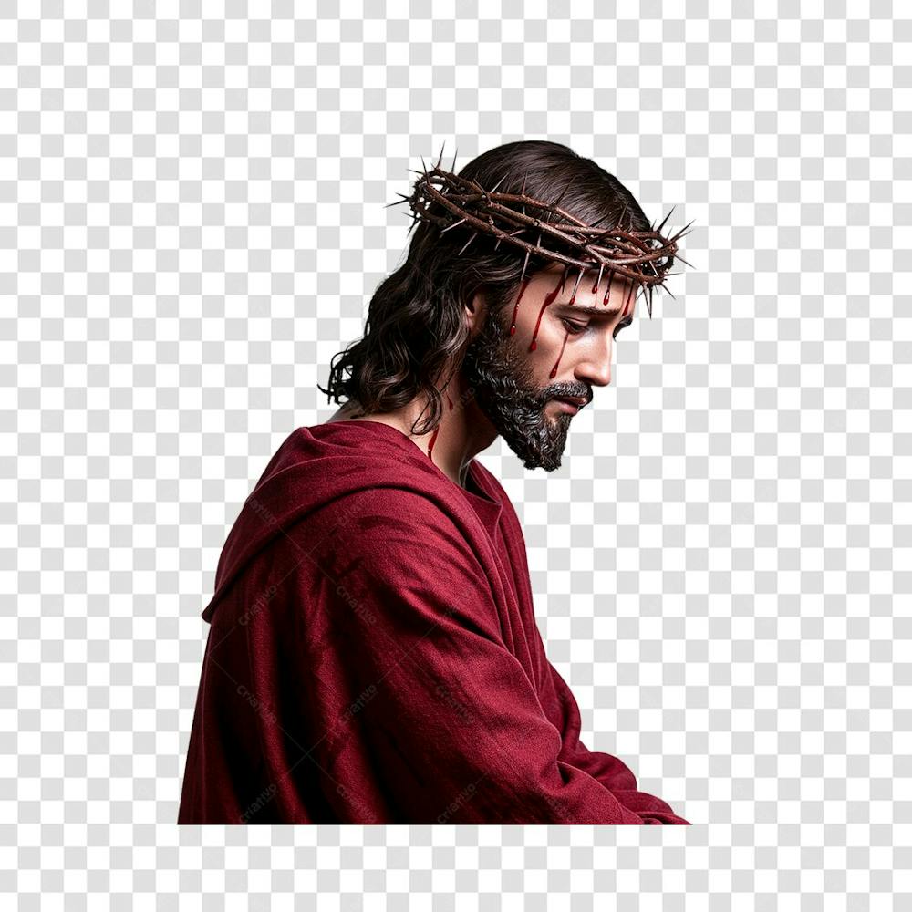 Jesus Cristo de lado com uma coroa de espinhos