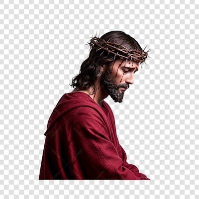 Jesus Cristo de lado com uma coroa de espinhos
