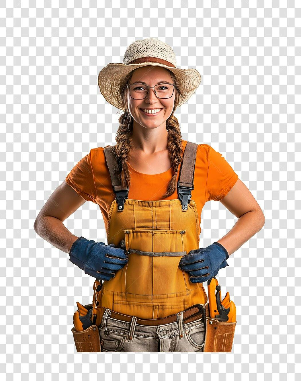 Imagem profissional mulher jardineira PNG com fundo transparente