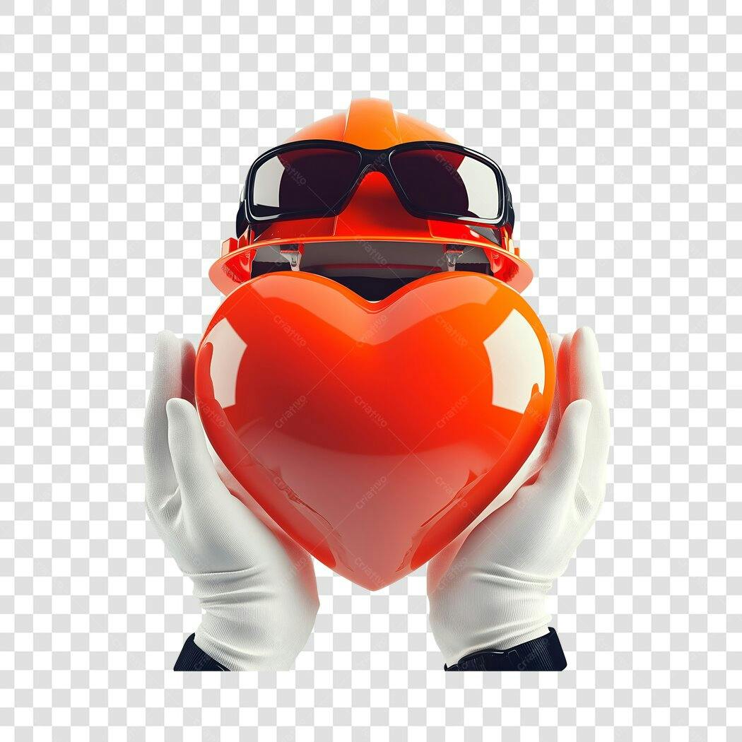 Post Instagram Dia do Trabalho Coração e capacete PNG com fundo transparente