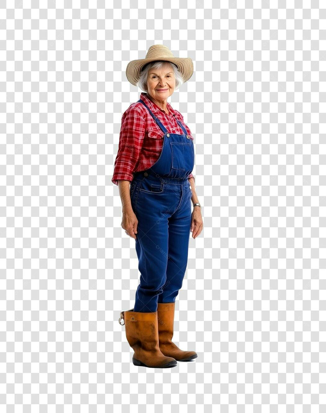 Imagem PNG agricultora idosa fundo transparente