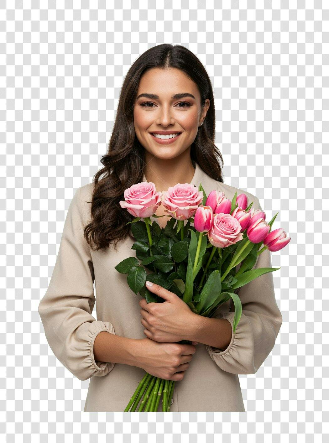 Post Instagram Dia das Mães Rosas e Tulipa PNG com fundo transparente
