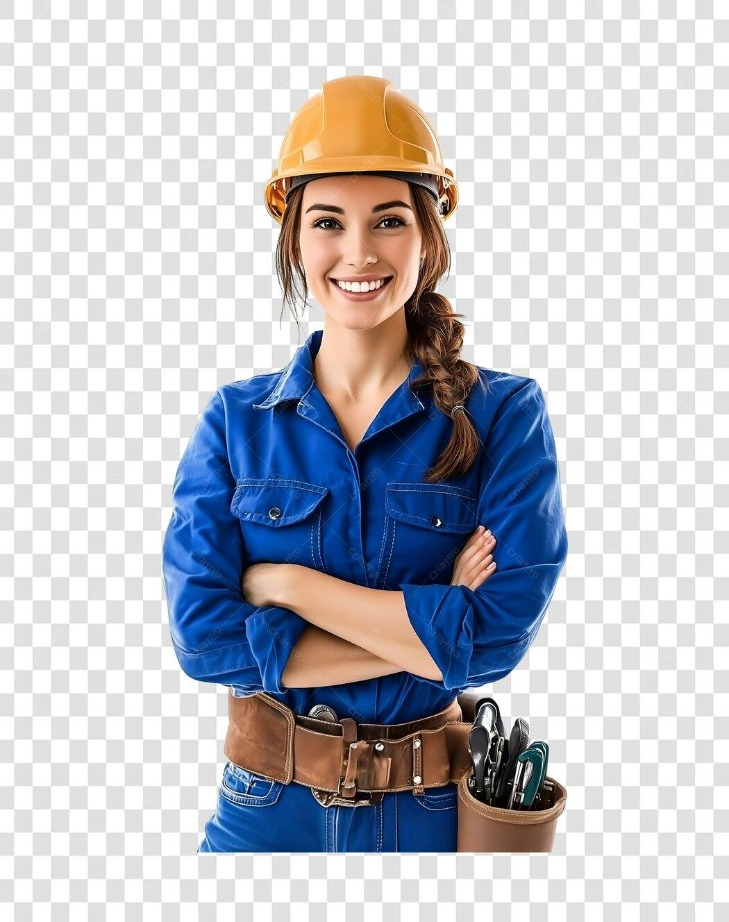 Imagem PNG mulher engenheira com fundo transparente