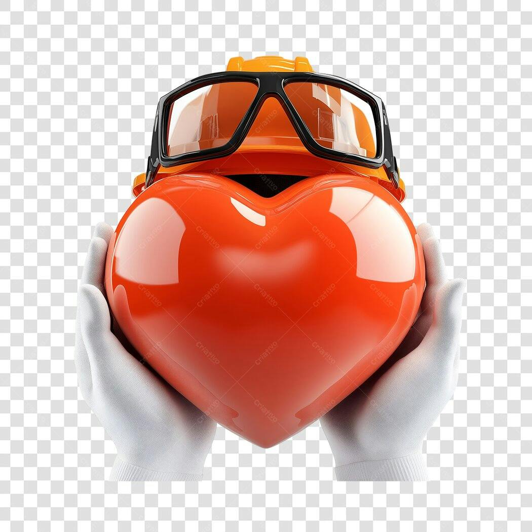 Imagem PNG Coração com capacete e óculos fundo transparente