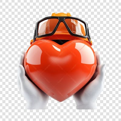 Mãos de trabalhador segurando um coração, com um capacete em cima e óculos (3)