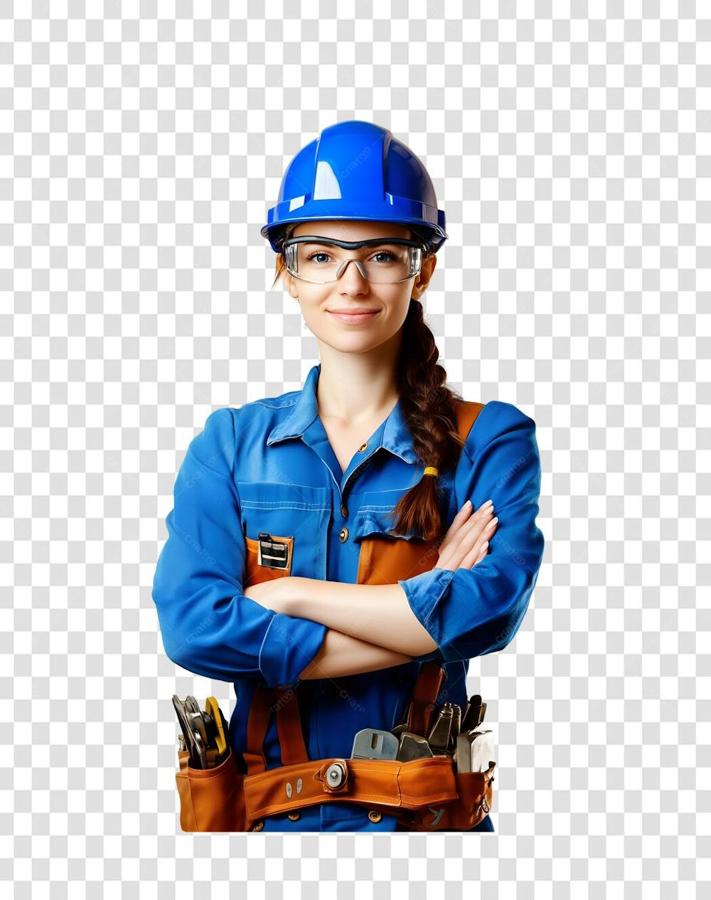 Uma mulher operaria usando roupa de trabalho (2)