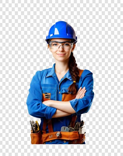 Uma mulher operaria usando roupa de trabalho (2)