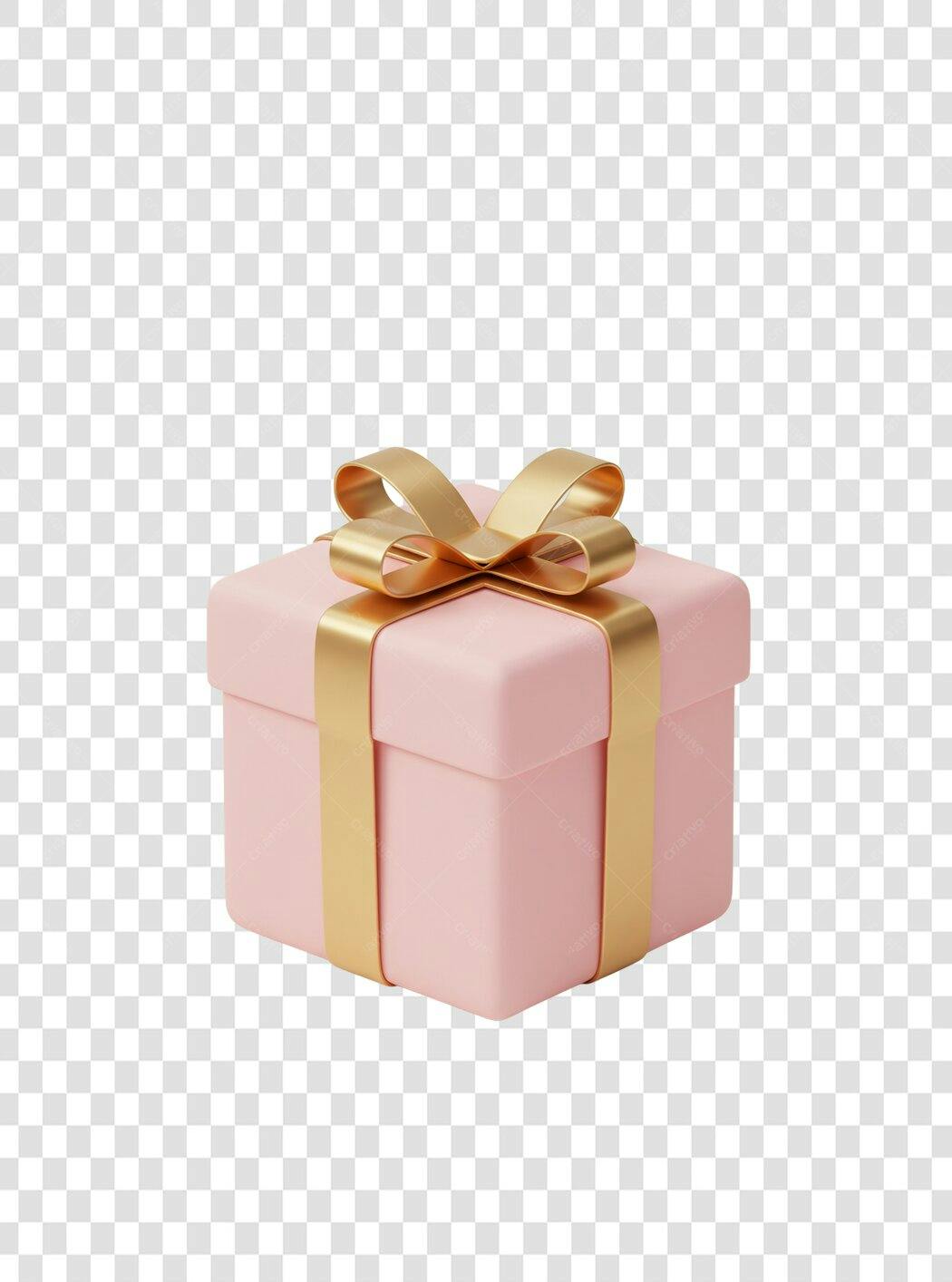 Icone Presente Rosa e Dourado PNG com fundo transparente