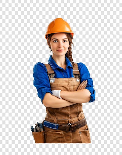 Uma mulher operaria usando roupa de trabalho (4)