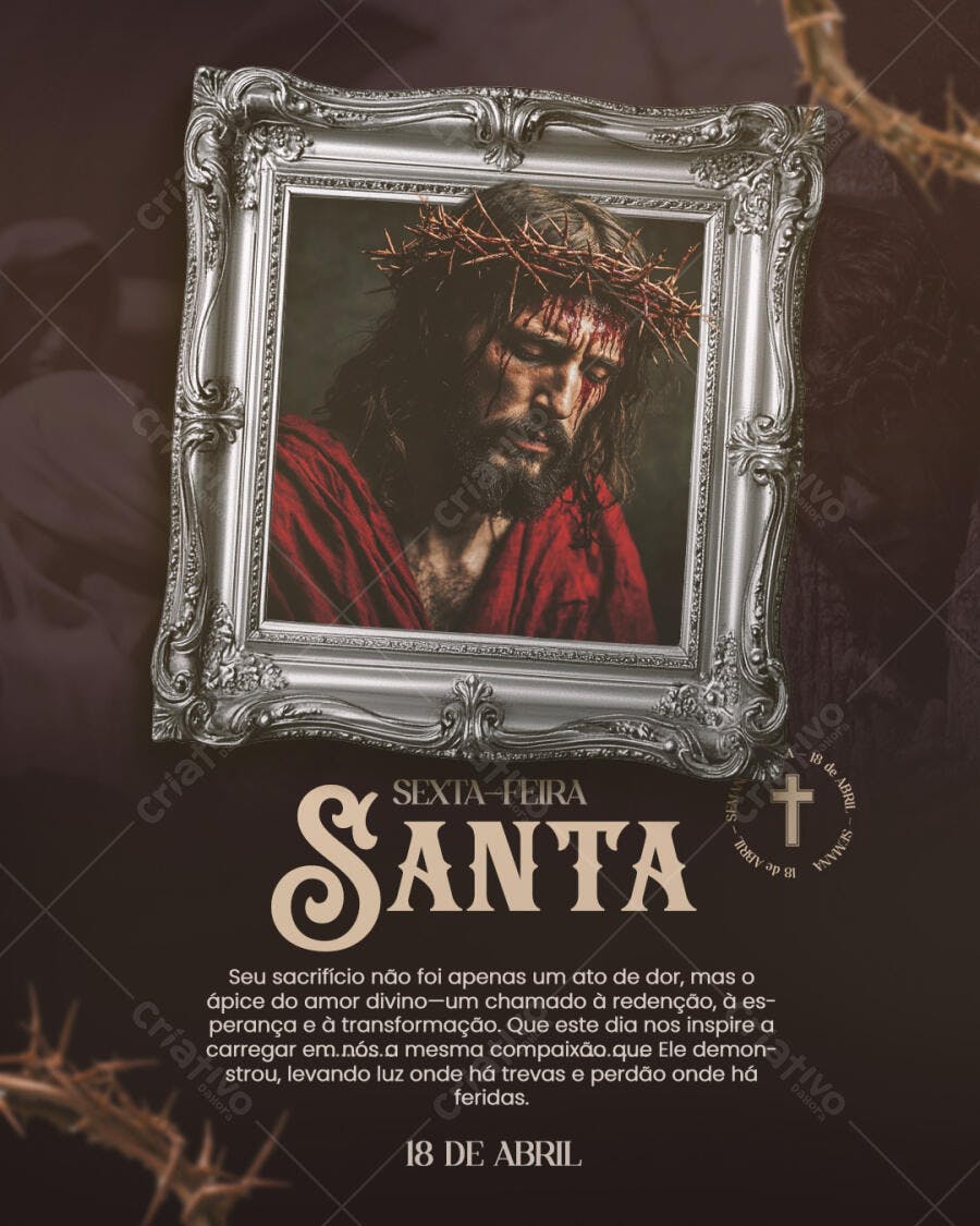 Flyer para Sexta-Feira Santa PSD Editável