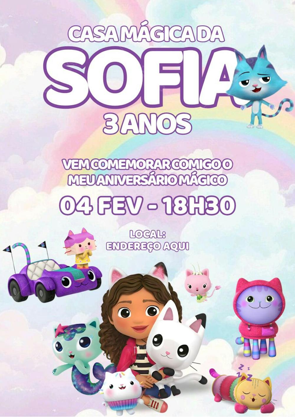 Convite aniversário infantil A casa mágica da Gabby aniversário mágico