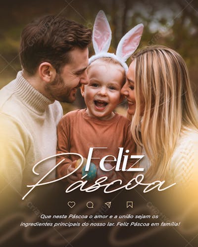FLYER FELIZ PÁSCOA EM FAMÍLIA FEED