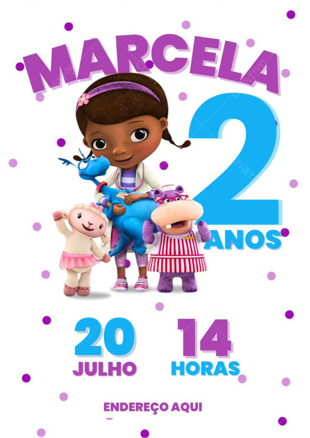 Convite aniversário infantil Doutora brinquedos 