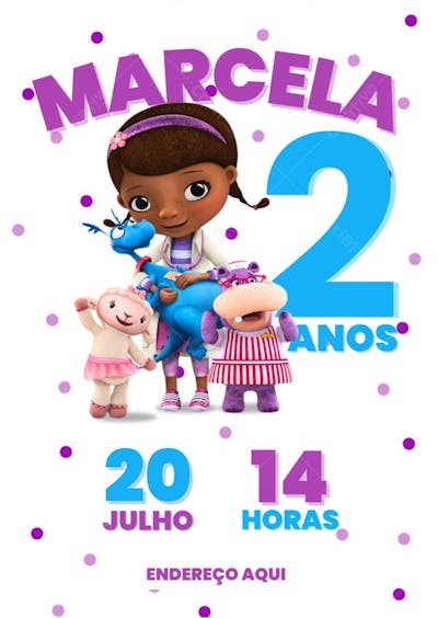 Convite aniversário infantil Doutora brinquedos 
